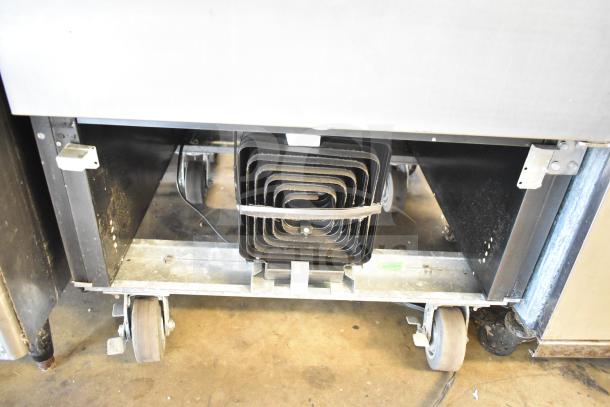 Beverage Air SR1HC-1S commercial single door cooler on casters, showing lower section detail. 120V, 1 phase.