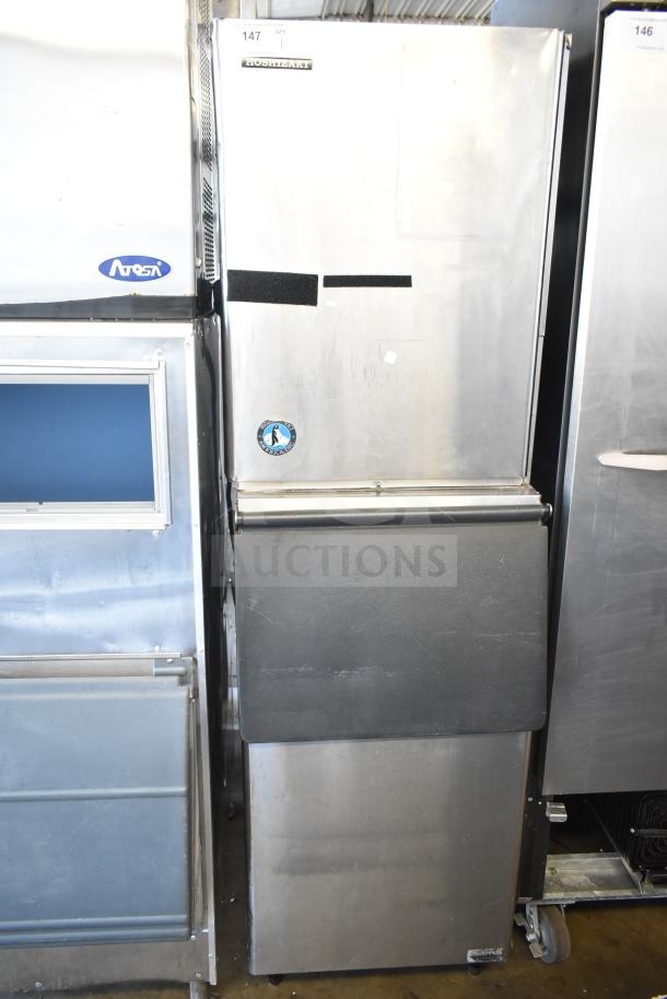 Hoshizaki KM-515MWH commercial ice head on ice bin, 115-120V, 1 phase, stainless steel, good condition, label intact.