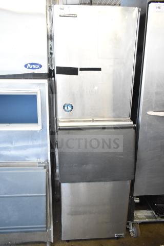 Hoshizaki KM-515MWH commercial ice head on ice bin, 115-120V, 1 phase, stainless steel, good condition, label intact.