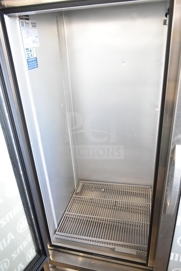 2019 True T-49G-HC 2 Door Reach In Cooler, 115V, 1 Phase, commercial use, interior shelves visible, clean.