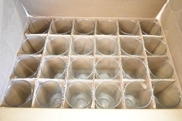 Box of 24 assorted glasses, including Libbey 2310 Lexington 10.5 oz highball and 178 Hourglass 10 oz pilsner, perfect condition.