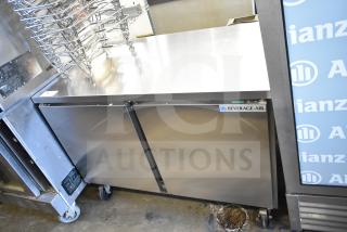 Beverage Air WTR48AHC commercial undercounter cooler, stainless steel, two doors, 115V, 1 Phase, on casters, good condition.
