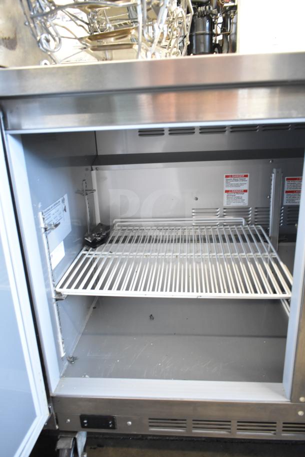 Beverage Air WTR48AHC commercial 2-door undercounter cooler, stainless steel, 115V, 1 phase, clean interior with wire shelving.