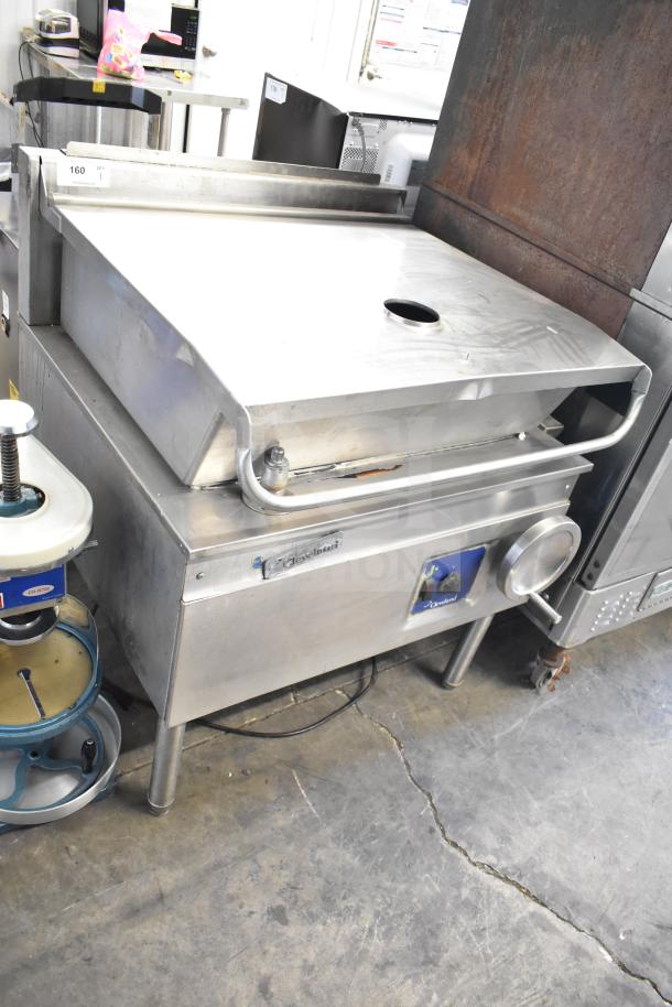 Cleveland Commercial 30 Gallon Braising Pan, stainless steel, sturdy condition, visible Cleveland logo, industrial-grade.