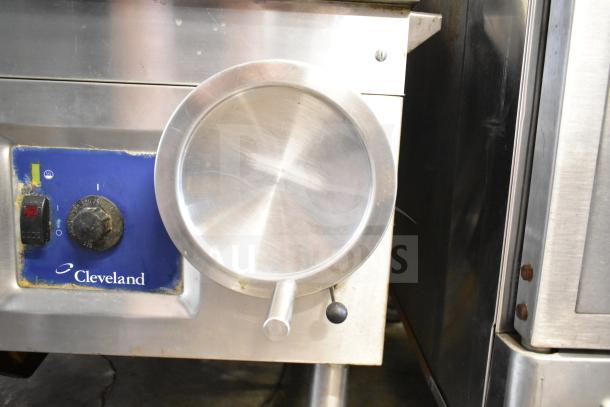 Cleveland Commercial 30 Gallon Braising Pan with temperature control, stainless steel, visible branding, and minor wear.