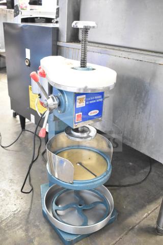 2022 CH-IS700 Commercial Electric Ice Shaving Machine, countertop model, metallic body, excellent condition, visible control levers.