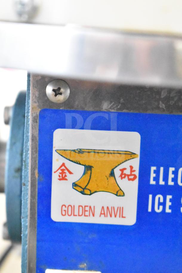 2022 CH-IS700 Commercial Ice Shaving Machine, Golden Anvil label, durable metal construction, used condition.