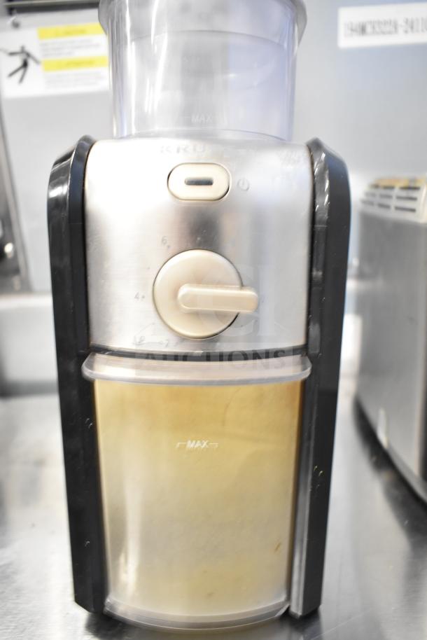 Krups GVX212/6W0 grinder with adjustable dial, used condition. Black & Decker toaster and Chefman pitcher also included.