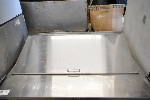 Everest EPBR2 Commercial Sandwich Salad Prep Table, stainless steel, 115 volts, 1 phase, some visible wear, durable construction.