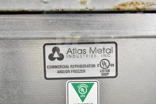 Atlas Metals RM-3 Commercial Refrigerated Drop In label, UL certified, 120V, 1 Phase, silver finish.