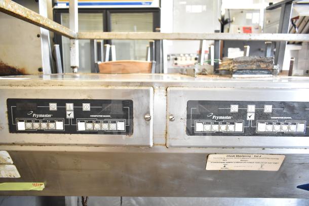 Frymaster BKFP450C commercial hood control panel for fryer, dual settings, visible wear, model BKFP450C, serial label present.