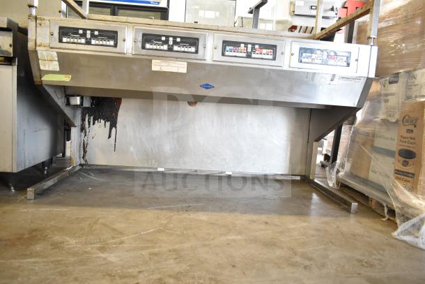 Frymaster BKFP450C Commercial Fryer Hood, stainless steel, visible controls, fair condition with signs of use.