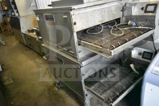 2 2021 Middleby Marshall PS638G Commercial Natural Gas Powered Conveyor Pizza Ovens on Commercial Casters. 89,000 BTU. 2 Times Your Bid!