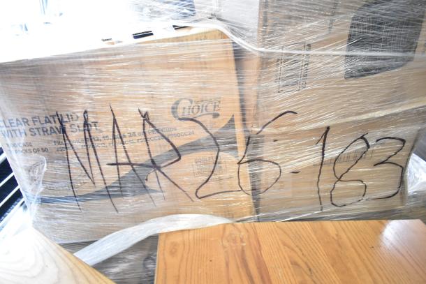 21 brand new scratch and dent items including containers, cold cups, and ice bags. Wrapped boxes with "MAR26-183" visible.