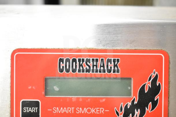 CookShack 250 Commercial Electric Smoker control panel with "SMART SMOKER" label.