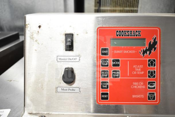CookShack 250 Commercial Electric Smoker, stainless steel, with digital controls and commercial casters, 208 volts.