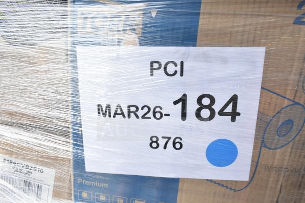 Pallet of 31 brand new scratch and dent items, including trash can liners, forks, straws, and containers. Marked PCI MAR26-184.