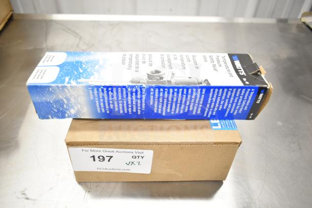 Two-item lot including Watts Temperature and Pressure Safety Relief Valve in original packaging, auction label marked "QTY 2."