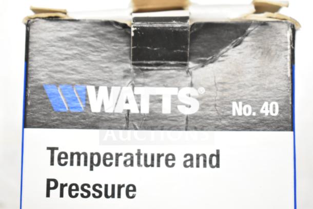Watts Temperature and Pressure Safety Relief Valve, No. 40, new in box, packaging slightly worn.