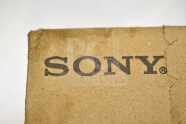 Sony Thermal Print Media UPP-110HG box, showing the Sony logo on a slightly worn cardboard surface.