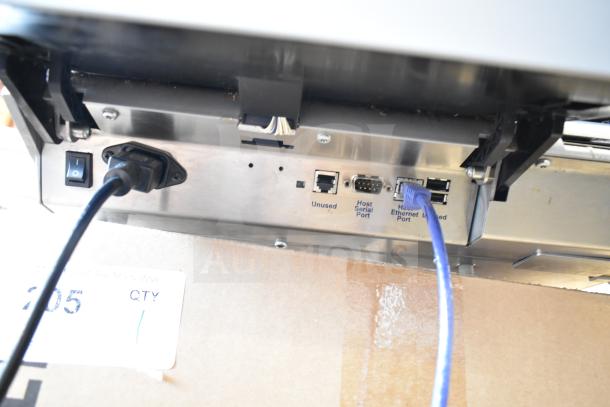 Mettler Toledo countertop food portioning scale underside showing power and Ethernet ports. Tested and working condition.