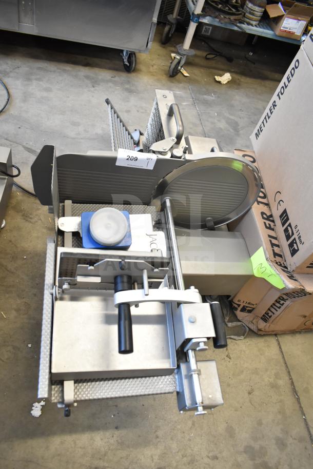 Jaccard VA2000GRT automatic meat slicer, 110V, 1 phase. Commercial countertop model in good condition, with visible control panel.