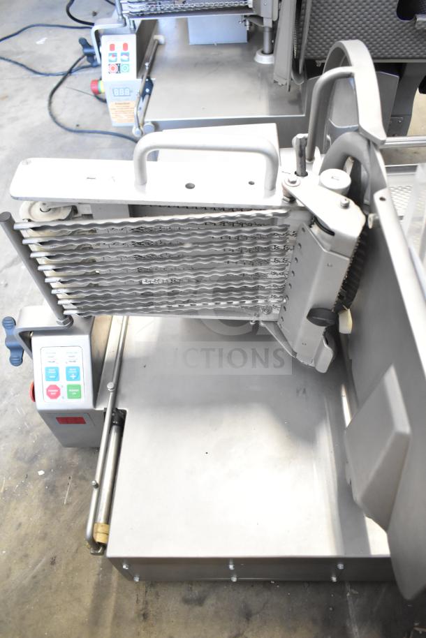Scharfen VA2000 GR Commercial Meat Slicer Stacker, 110V, excellent condition, control panel visible, durable construction.