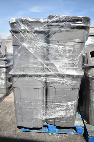 8 Gray Poly Trash Cans. 8 Times Your Bid!