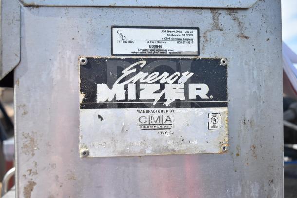 CMA AH-2 Energy Mizer commercial dishwasher, visible labels, model AH-2, used condition with surface wear.