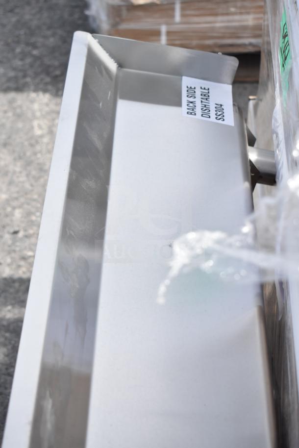 BRAND NEW Steelton 522CDT48L 4' stainless steel dishtable, 18-gauge, left side, scratch and dent, no legs, labeled "BACK SIDE."