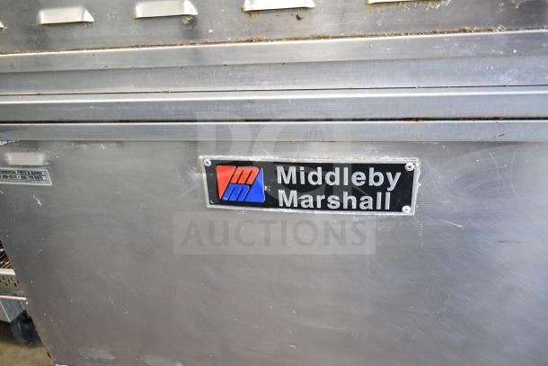 2021 Middleby Marshall PS638G conveyor pizza oven, natural gas, 89,000 BTU, on casters, logo plate visible.