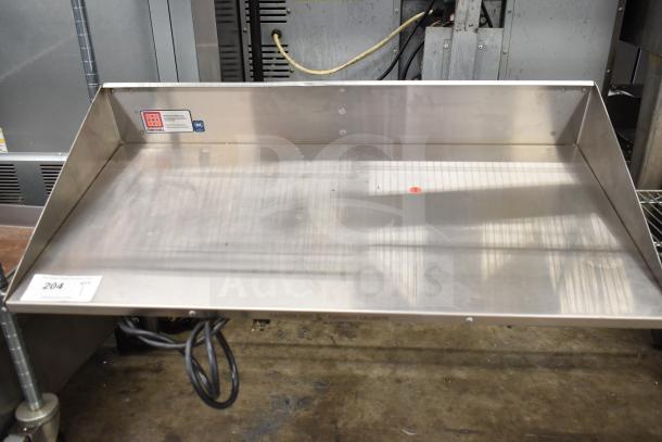 Marshall Air Systems commercial warming shelf, stainless steel, 115 volts, 1 phase, with visible caution label and power cord.