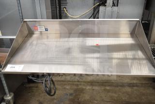 Marshall Air Systems commercial warming shelf, stainless steel, 115 volts, 1 phase, with visible caution label and power cord.