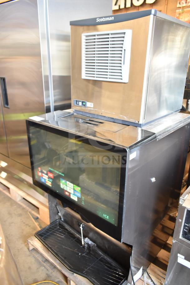 2022 Scotsman NH0622A-1B ice head atop 2022 Lancer TP30 beverage dispenser with touchscreen, stainless steel. 115V, 1 phase.