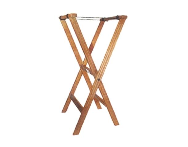 BRAND NEW Winco 32" folding tray stand, walnut finish, model TR-33W, commercial-grade, sturdy construction, sleek design.