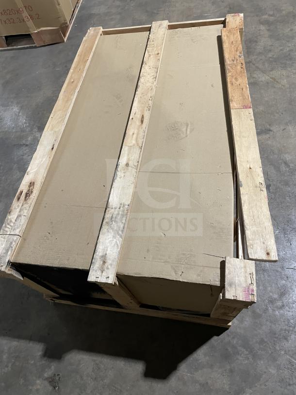 Brand new Cookline CGG48M Commercial Stainless Steel Gas Griddle, with manual controls, back and side splash.