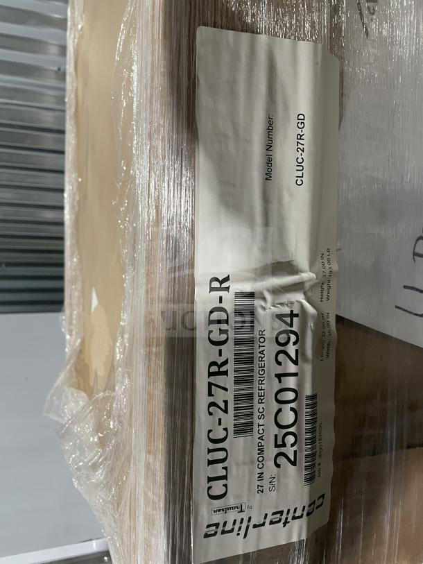 Brand new Traulsen C Series single door undercounter refrigerator, model CLUC-27R-GD-R, SN 25C01294, with glass door.