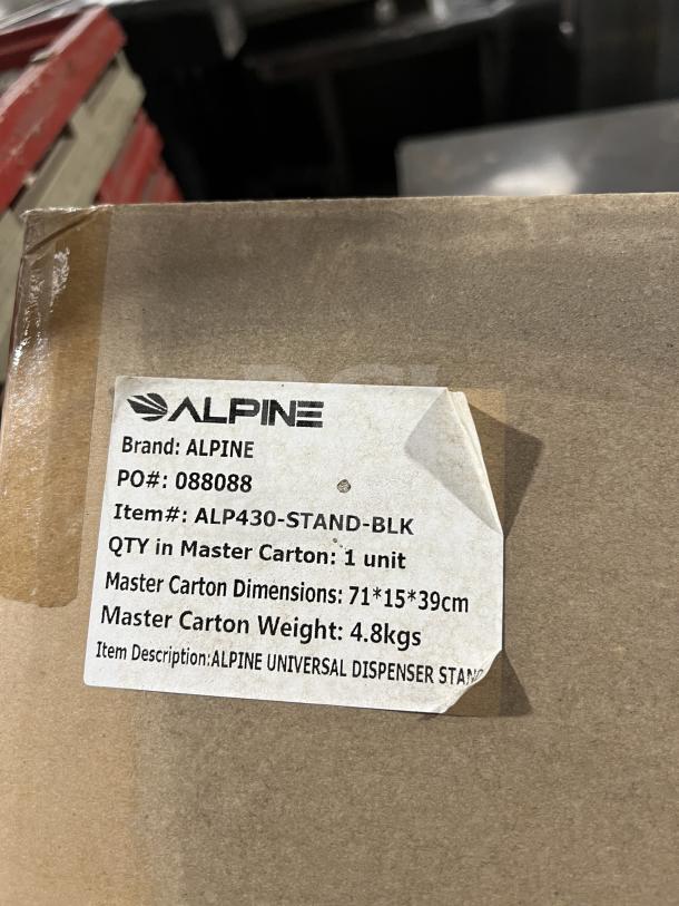 Alpine ALP430STANDBLK hand sanitizer dispenser stand, black, model ALP430-STAND-BLK. Brand new, 71x15x39cm, 4.8kg.