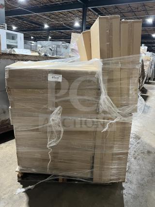 Brand new pallet of Alpine ALP430-STAND-BLK sanitizer dispenser stands, wrapped, labeled "41x27".