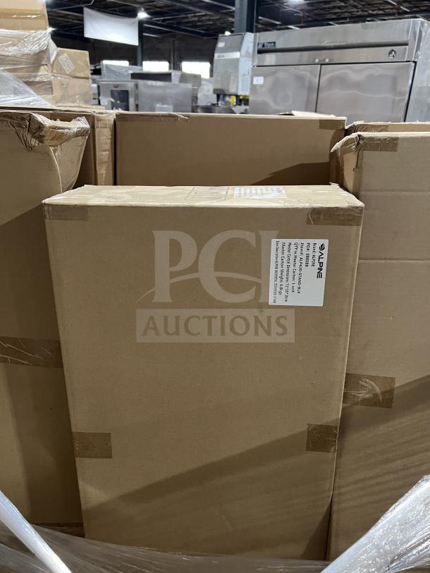 Brand new Alpine ALP430-STAND-BLK floor stand for sanitizer dispensers. Full pallet, commercial-grade, black finish.