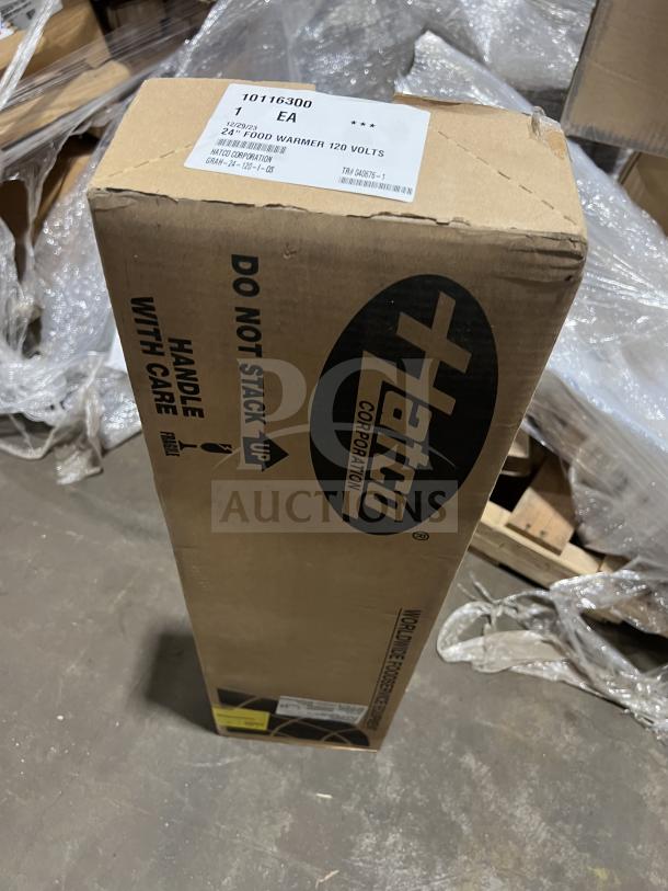 BRAND NEW Hatco GRAH-24-120-I-QS stainless steel infrared food warmer in box, labeled for 120 volts, high wattage.