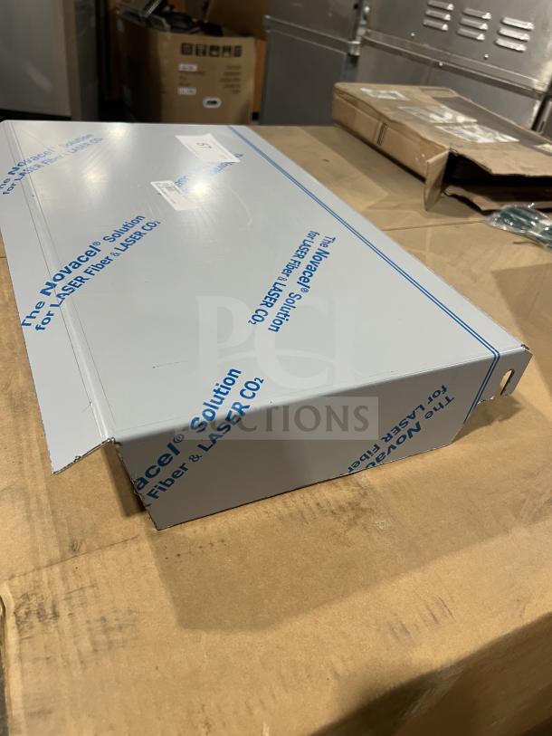 Brand new Cleveland SG-28 stainless steel sneeze guard, in original packaging with protective film and labels.