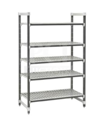 BRAND NEW! IN THE BOX! Cambro Commercial Stainless Steel 24" 5-Tier Stationary Shelving Unit! Model: ESU247284V5580 SN: ESU247284V5580! On Legs!