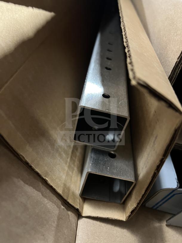 Brand new Hoshizaki HS-5164 stainless steel 48" double overshelf in box, designed for undercounter, worktop, and prep table refrigerators.