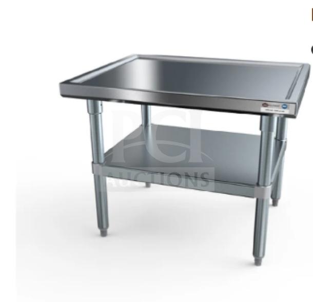 BRAND NEW NBR MSG-2424 stainless steel equipment stand, 24" with undershelf and worktop. Model SN: 10237418.