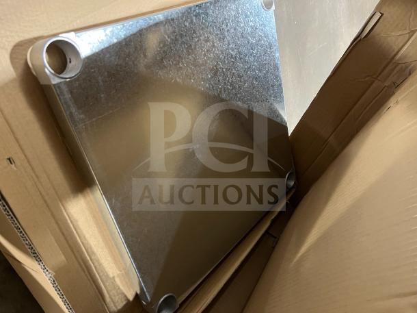Brand new NBR MSG-2424 stainless steel 24" undershelf equipment stand in box. Includes worktop. SN: 10237418.