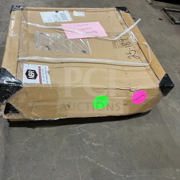 NBR Commercial Stainless Steel 24" undershelf stand, model MSG-2424, in original box. Box shows minor wear; serial 10237418.