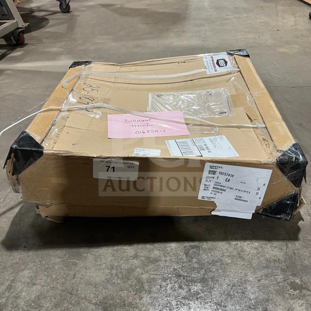 Boxed NBR Commercial Stainless Steel 24" Equipment Stand, Model MSG-2424, SN: 10237418. New condition, with worktop.