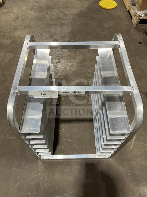 Brand new commercial half-size Bunn/Pan rack, end load design. Features multiple slots, aluminum construction, and sturdy build.