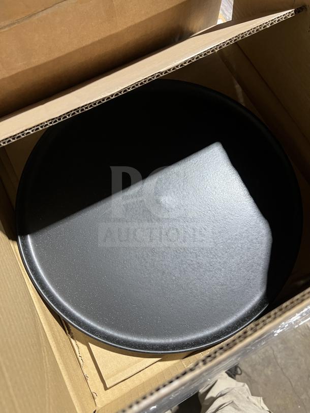 Brand new Casa Nova OP331 commercial black serving plate in box. Matte finish, durable material, ideal for professional use.